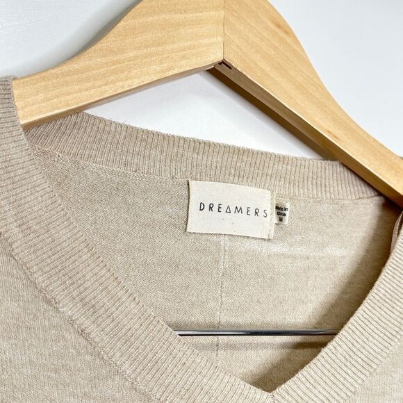 Dreamers Sweater Womens Size Medium‎ V-Neck Cream Pullover Long Sleeve - Picture 3 of 4